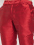 Vastramay Men's Maroon Silk Blend Kurta and Maroon Pant Style Pyjama Set