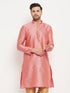 Vastramay Men's Pink Silk Blend Kurta
