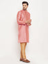 Vastramay Men's Pink Silk Blend Kurta and Rose Gold Pant Style Pyjama Set