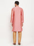 Vastramay Men's Pink Silk Blend Kurta and Rose Gold Pant Style Pyjama Set