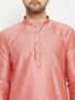 Vastramay Men's Pink Silk Blend Kurta and Rose Gold Pant Style Pyjama Set