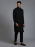 Vastramay Men's Black Cotton Blend Kurta and Pant Set