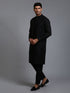 Vastramay Men's Black Cotton Blend Kurta and Pant Set
