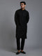 Vastramay Men's Black Cotton Blend Kurta and Pant Set