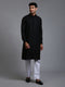 Vastramay Men's Black Cotton Blend Kurta Pyjama Set