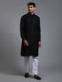 Vastramay Men's Black Cotton Blend Kurta Pyjama Set