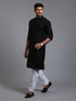 Vastramay Men's Black Cotton Blend Kurta Pyjama Set
