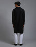 Vastramay Men's Black Cotton Blend Kurta Pyjama Set
