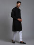 Vastramay Men's Black Cotton Blend Kurta Pyjama Set