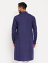 Vastramay Men's Blue Cotton Blend Kurta