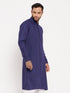 Vastramay Men's Blue Cotton Blend Kurta