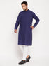 Vastramay Men's Blue Cotton Blend Kurta and White Pnt Style Pyjama Set