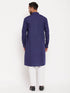 Vastramay Men's Blue Cotton Blend Kurta and White Pnt Style Pyjama Set