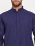 Vastramay Men's Blue Cotton Blend Kurta and White Pnt Style Pyjama Set