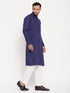 Vastramay Men's Blue Cotton Blend Kurta and White Pnt Style Pyjama Set