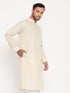 Vastramay Men's Cream Cotton Blend Kurta