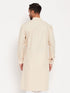Vastramay Men's Cream Cotton Blend Kurta