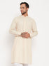 Vastramay Men's Cream Cotton Blend Kurta