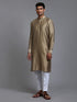 Vastramay Men's Green Cotton Blend Kurta and White Pant Set