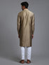 Vastramay Men's Green Cotton Blend Kurta and White Pant Set