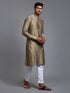 Vastramay Men's Green Cotton Blend Kurta and White Pant Set