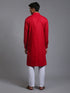Vastramay Men's Maroon Cotton Blend Kurta Pyjama Set