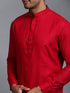 Vastramay Men's Maroon Cotton Blend Kurta Pyjama Set