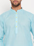 Vastramay Men's Aqua Cotton Kurta
