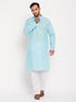 Vastramay Men's Aqua Cotton Kurta
