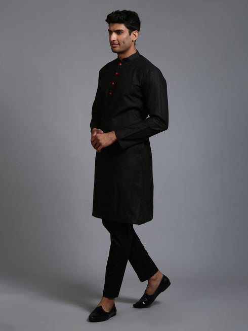 Vastramay Men's Black Kurta And Pant Set