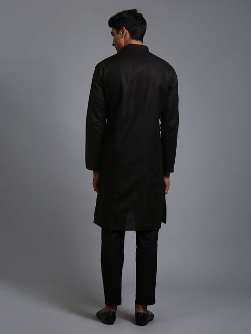 Vastramay Men's Black Kurta And Pant Set