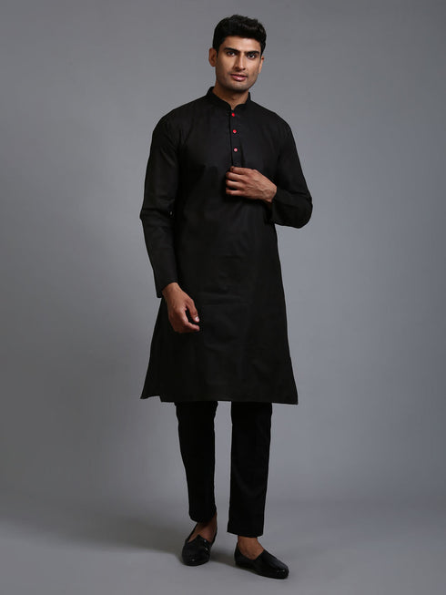 Vastramay Men's Black Kurta And Pant Set