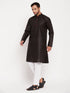 Vastramay Men's Black Kurta And White Pant Style Pyjama Set