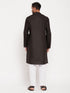 Vastramay Men's Black Kurta And White Pant Style Pyjama Set