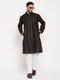 Vastramay Men's Black Kurta And White Pant Style Pyjama Set