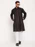 Vastramay Men's Black Kurta And White Pant Style Pyjama Set