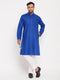 Vastramay Men's Blue Kurta And White Pant Style Pyjama Set