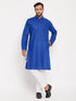 Vastramay Men's Blue Kurta And White Pant Style Pyjama Set