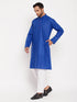 Vastramay Men's Blue Kurta And White Pant Style Pyjama Set