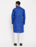 Vastramay Men's Blue Kurta And White Pant Style Pyjama Set
