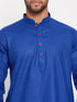 Vastramay Men's Blue Kurta And White Pant Style Pyjama Set