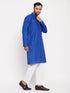 Vastramay Men's Blue Kurta And White Pant Style Pyjama Set