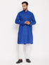 Vastramay Men's Blue Kurta And White Pant Style Pyjama Set
