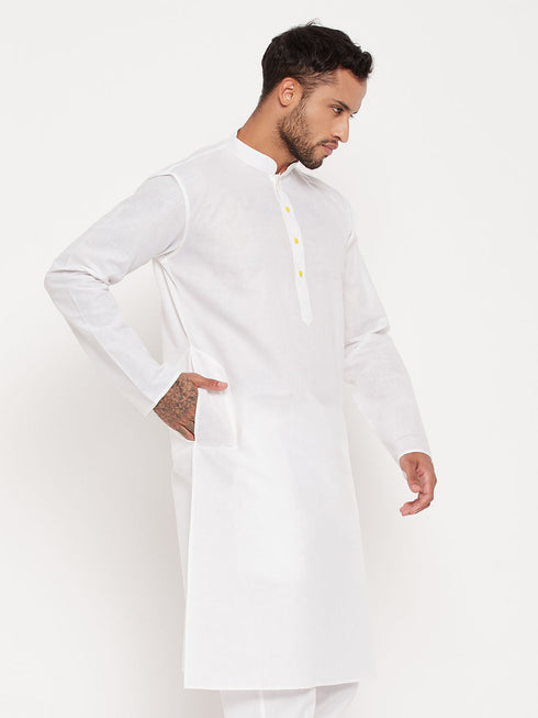 Vastramay Men's Cream Cotton Kurta
