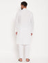 Vastramay Men's Cream Kurta And White Pant Style Pyjama Set