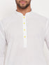 Vastramay Men's Cream Kurta And White Pant Style Pyjama Set