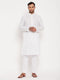 Vastramay Men's Cream Kurta And White Pant Style Pyjama Set