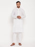 Vastramay Men's Cream Kurta And White Pant Style Pyjama Set