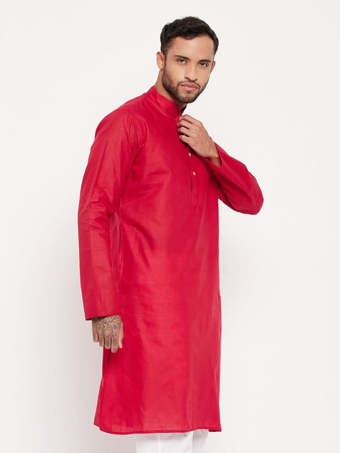 Vastramay Men's Maroon Cotton Kurta