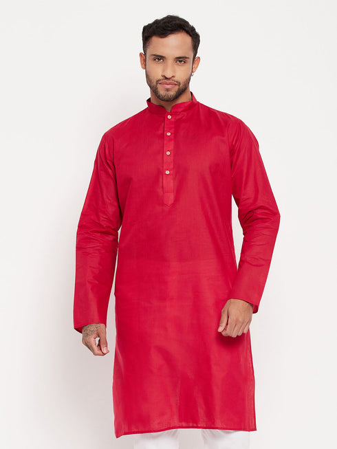 Vastramay Men's Maroon Cotton Kurta